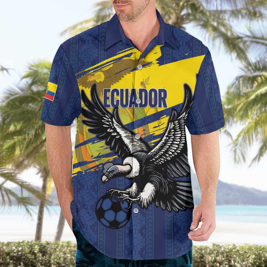 Ecuador Football Custom Hawaiian Shirt 2026 Vamos La Tri Blue South America Pattern - Wonder Print Shop