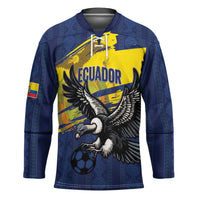Ecuador Football Custom Hockey Jersey 2026 Vamos La Tri Blue South America Pattern - Wonder Print Shop