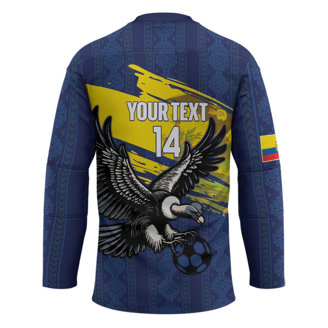 Ecuador Football Custom Hockey Jersey 2026 Vamos La Tri Blue South America Pattern - Wonder Print Shop