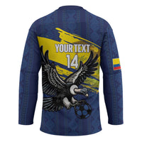 Ecuador Football Custom Hockey Jersey 2026 Vamos La Tri Blue South America Pattern - Wonder Print Shop