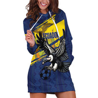 Ecuador Football Custom Hoodie Dress 2026 Vamos La Tri Blue South America Pattern - Wonder Print Shop