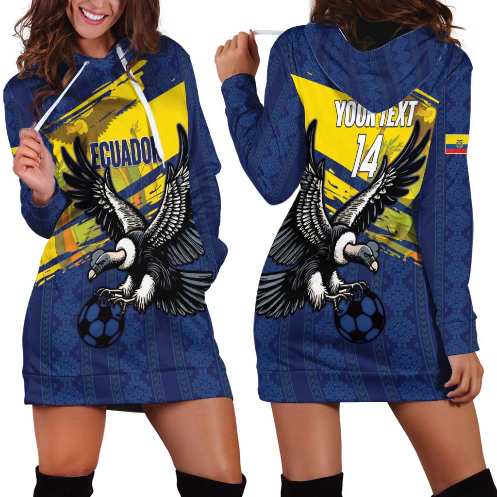 Ecuador Football Custom Hoodie Dress 2026 Vamos La Tri Blue South America Pattern - Wonder Print Shop