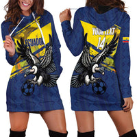 Ecuador Football Custom Hoodie Dress 2026 Vamos La Tri Blue South America Pattern - Wonder Print Shop
