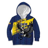 Ecuador Football Custom Kid Hoodie 2026 Vamos La Tri Blue South America Pattern - Wonder Print Shop
