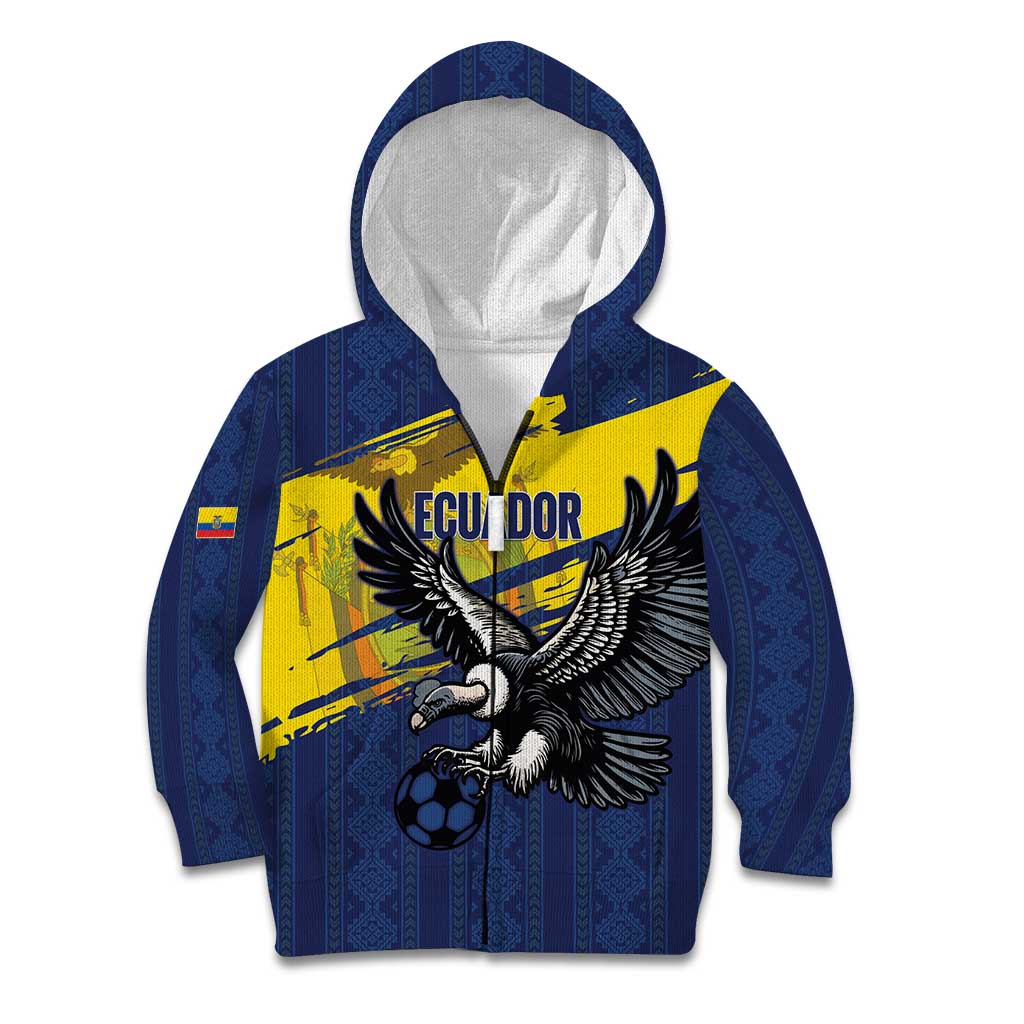 Ecuador Football Custom Kid Hoodie 2026 Vamos La Tri Blue South America Pattern - Wonder Print Shop