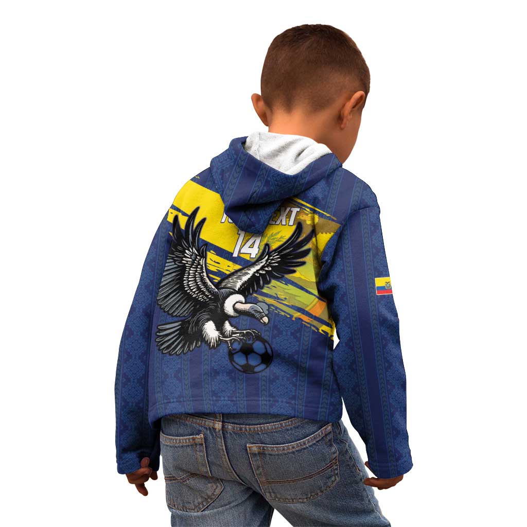 Ecuador Football Custom Kid Hoodie 2026 Vamos La Tri Blue South America Pattern - Wonder Print Shop