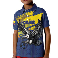 Ecuador Football Custom Kid Polo Shirt 2026 Vamos La Tri Blue South America Pattern - Wonder Print Shop