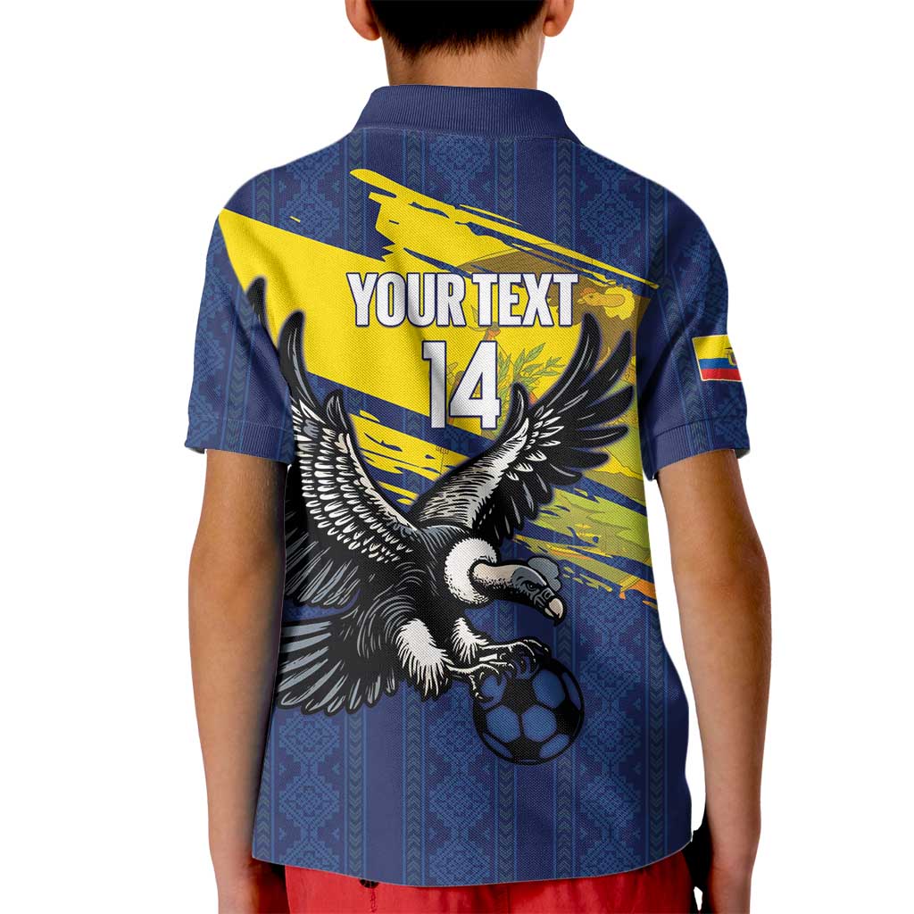 Ecuador Football Custom Kid Polo Shirt 2026 Vamos La Tri Blue South America Pattern - Wonder Print Shop