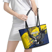Ecuador Football Custom Leather Tote Bag 2026 Vamos La Tri Blue South America Pattern - Wonder Print Shop