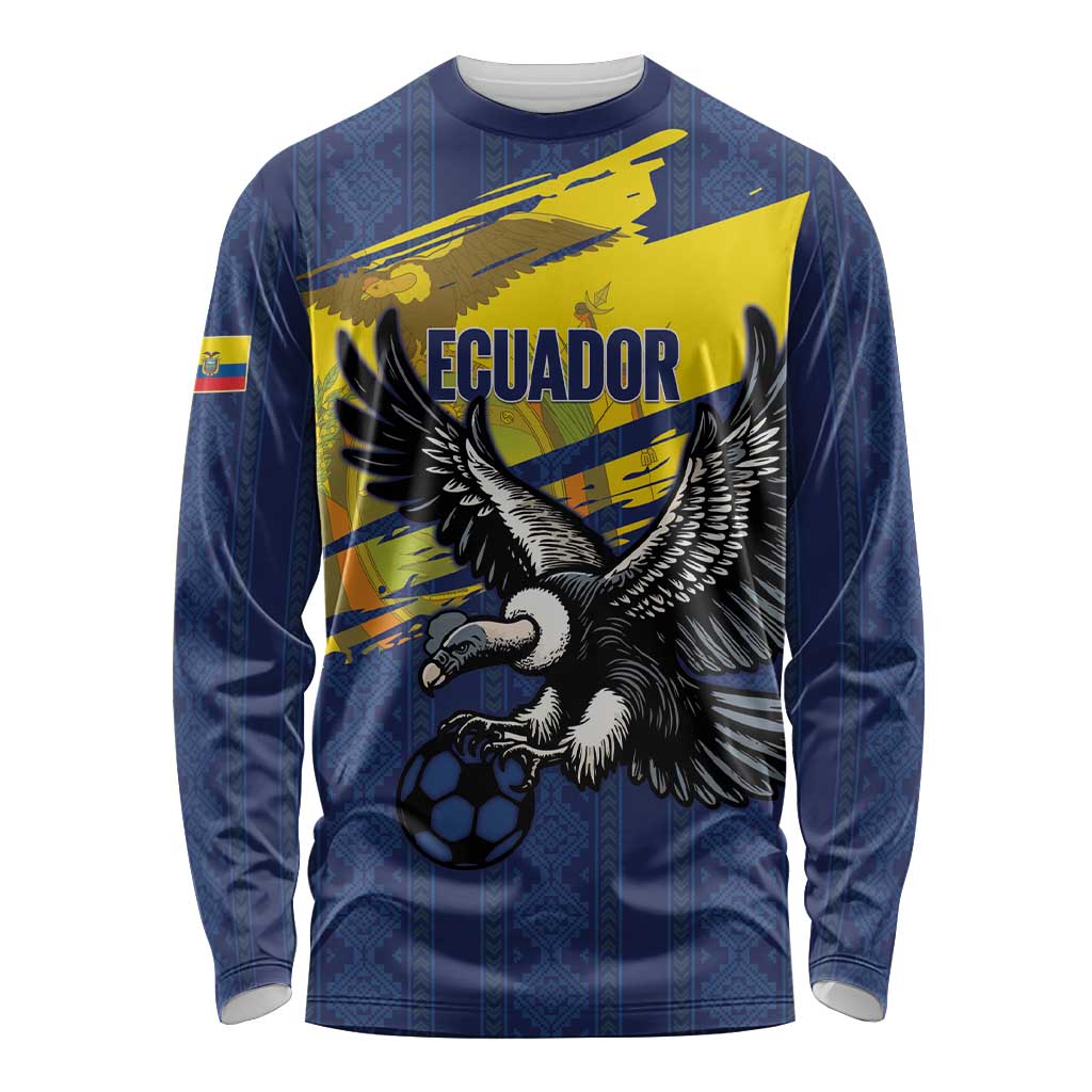 Ecuador Football Custom Long Sleeve Shirt 2026 Vamos La Tri Blue South America Pattern - Wonder Print Shop