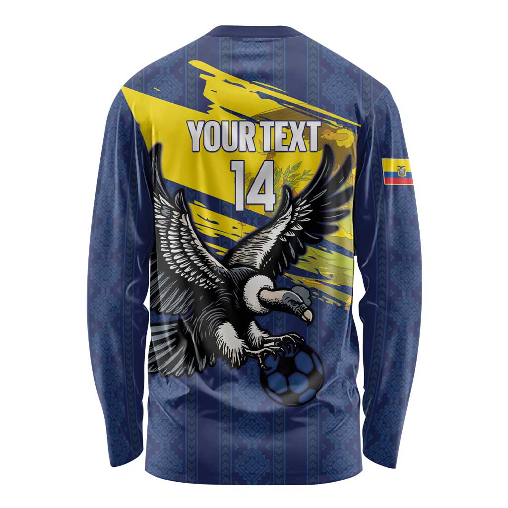 Ecuador Football Custom Long Sleeve Shirt 2026 Vamos La Tri Blue South America Pattern - Wonder Print Shop