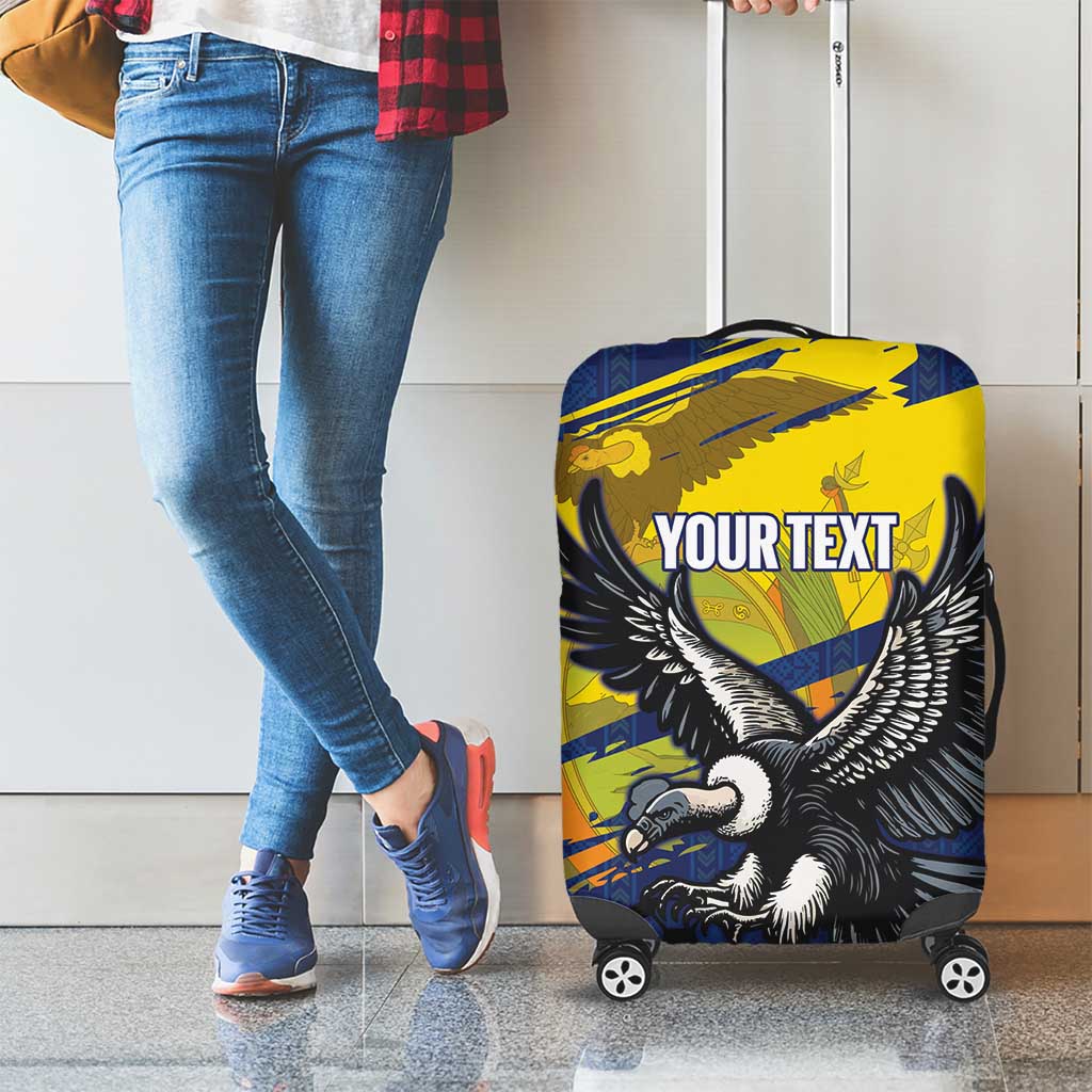 Ecuador Football Custom Luggage Cover 2026 Vamos La Tri Blue South America Pattern - Wonder Print Shop