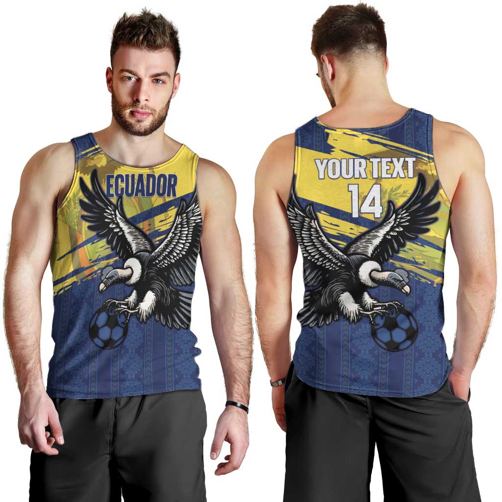 Ecuador Football Custom Men Tank Top 2026 Vamos La Tri Blue South America Pattern - Wonder Print Shop