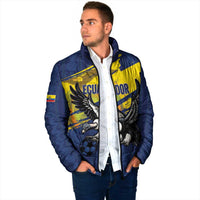 Ecuador Football Custom Padded Jacket 2026 Vamos La Tri Blue South America Pattern - Wonder Print Shop