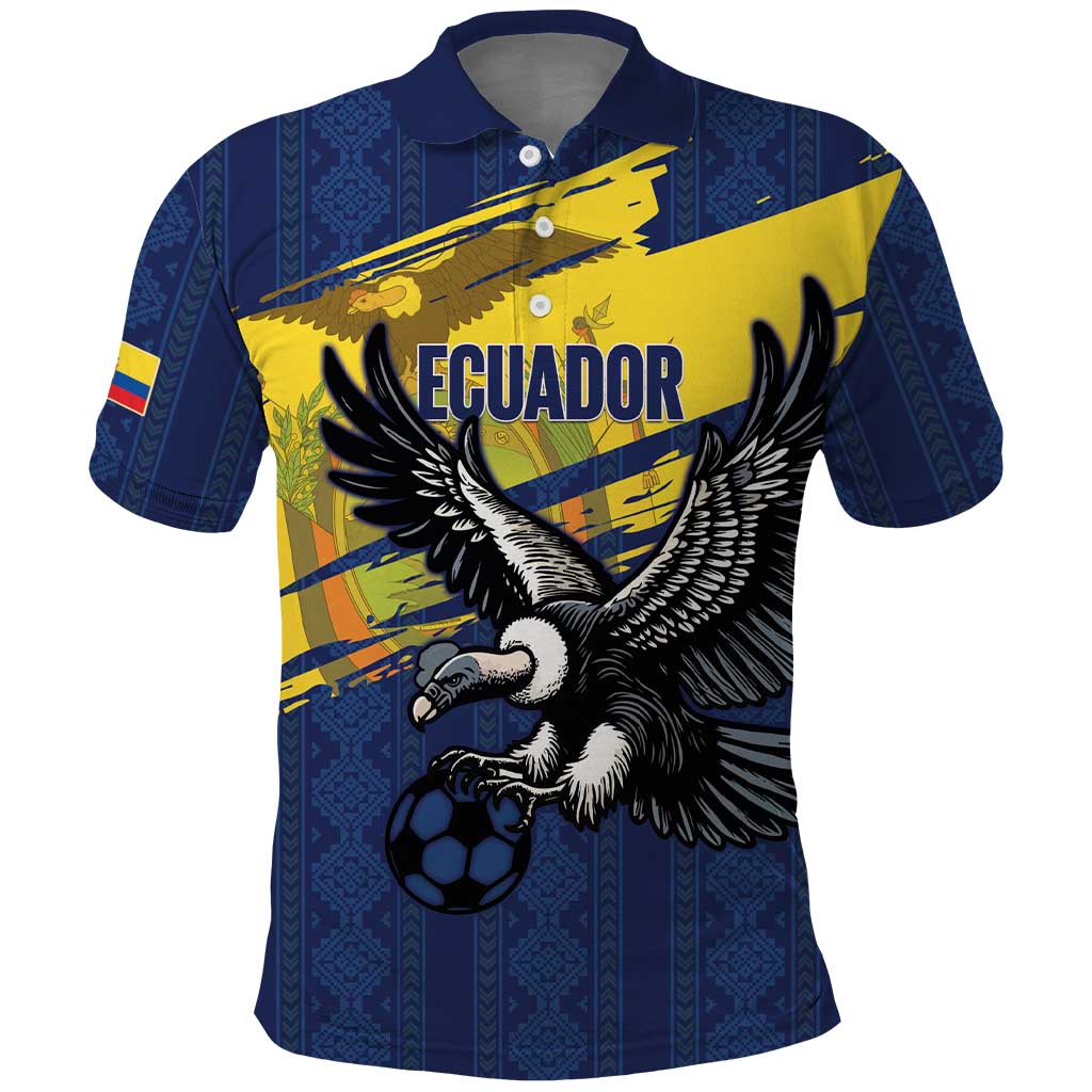 Ecuador Football Custom Polo Shirt 2026 Vamos La Tri Blue South America Pattern - Wonder Print Shop