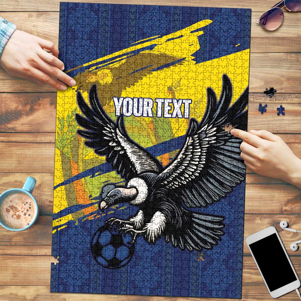 Ecuador Football Custom Puzzle 2026 Vamos La Tri Blue South America Pattern - Wonder Print Shop
