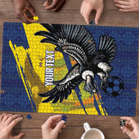 Ecuador Football Custom Puzzle 2026 Vamos La Tri Blue South America Pattern - Wonder Print Shop
