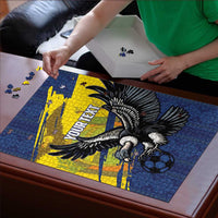 Ecuador Football Custom Puzzle 2026 Vamos La Tri Blue South America Pattern - Wonder Print Shop