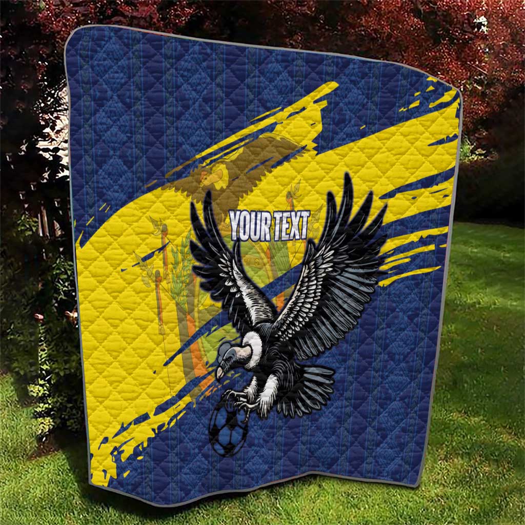 Ecuador Football Custom Quilt 2026 Vamos La Tri Blue South America Pattern - Wonder Print Shop
