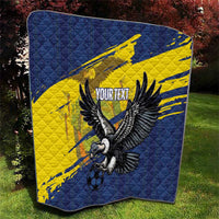 Ecuador Football Custom Quilt 2026 Vamos La Tri Blue South America Pattern - Wonder Print Shop