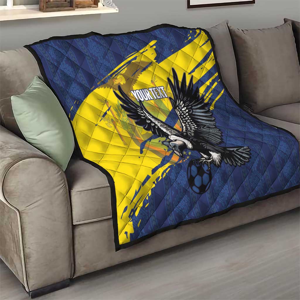 Ecuador Football Custom Quilt 2026 Vamos La Tri Blue South America Pattern - Wonder Print Shop
