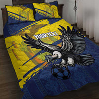 Ecuador Football Custom Quilt Bed Set 2026 Vamos La Tri Blue South America Pattern - Wonder Print Shop