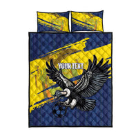 Ecuador Football Custom Quilt Bed Set 2026 Vamos La Tri Blue South America Pattern - Wonder Print Shop