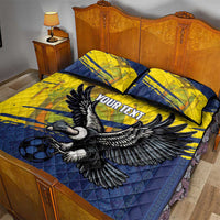 Ecuador Football Custom Quilt Bed Set 2026 Vamos La Tri Blue South America Pattern - Wonder Print Shop