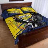 Ecuador Football Custom Quilt Bed Set 2026 Vamos La Tri Blue South America Pattern - Wonder Print Shop