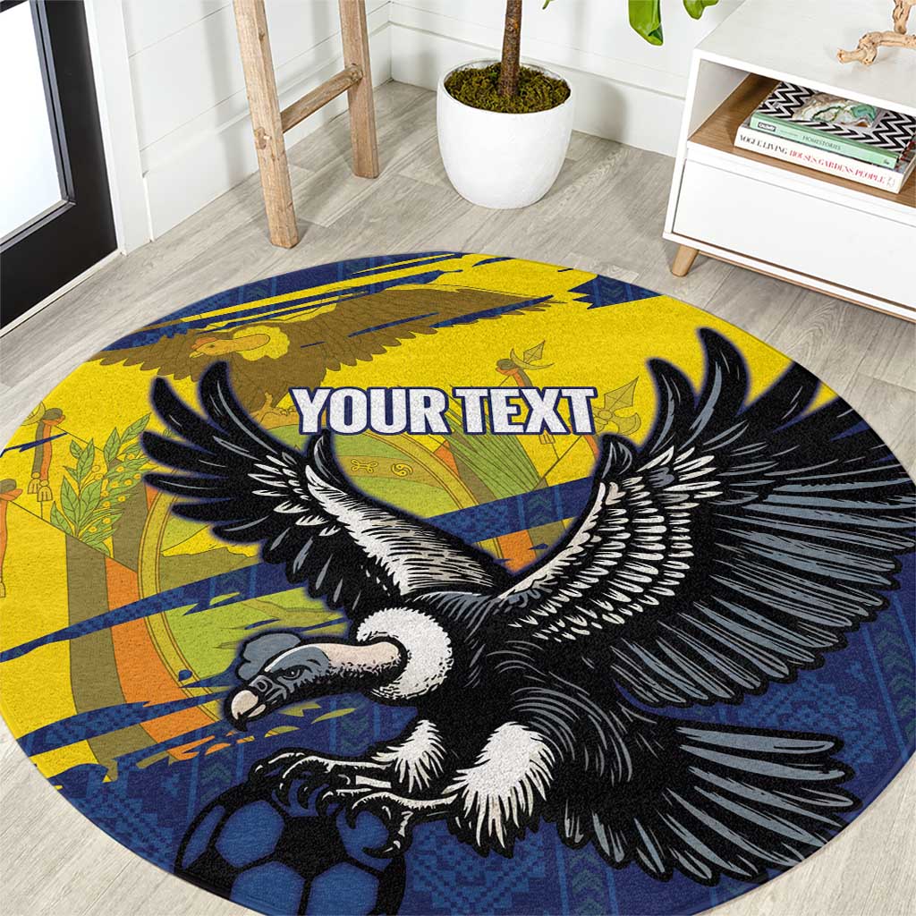 Ecuador Football Custom Round Carpet 2026 Vamos La Tri Blue South America Pattern - Wonder Print Shop