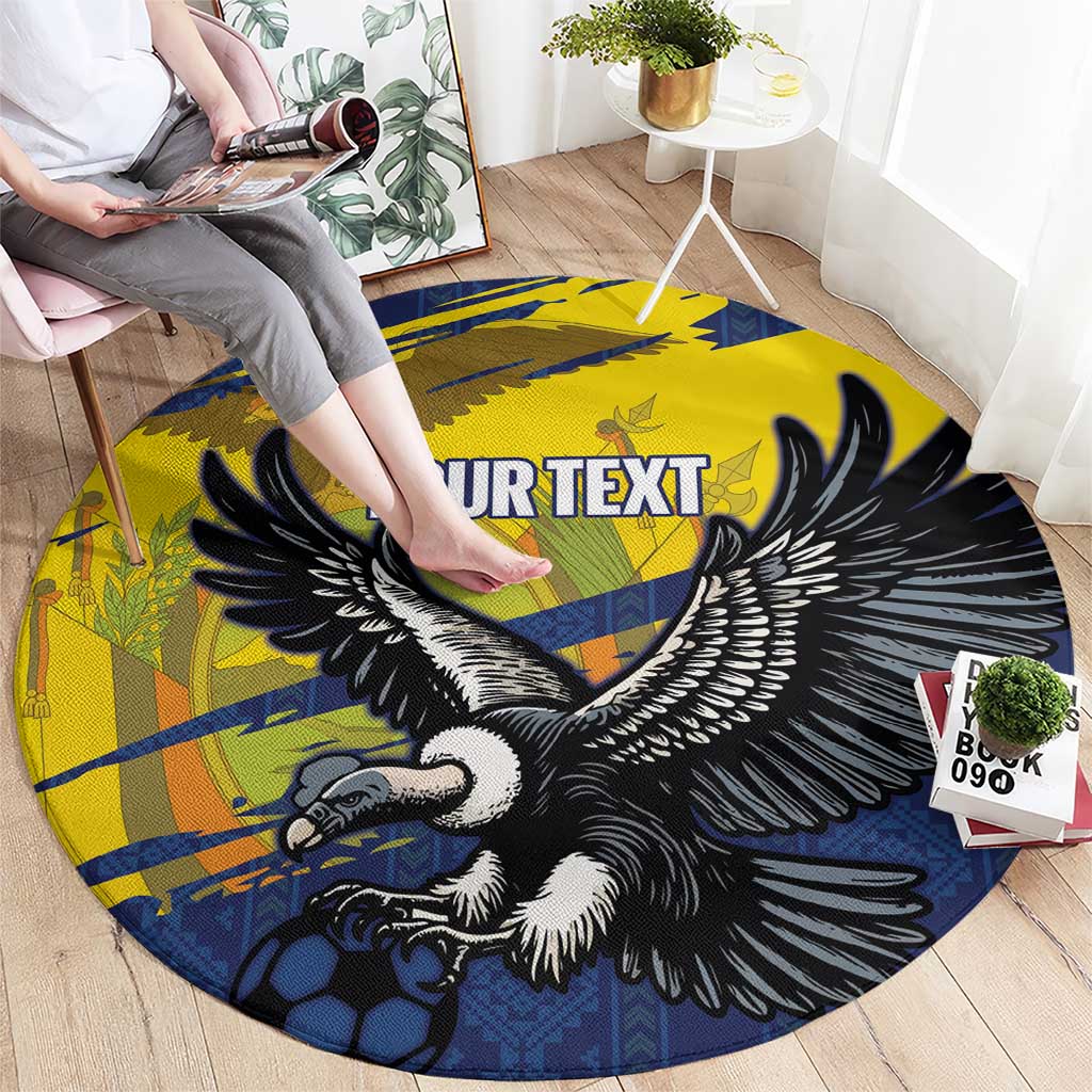 Ecuador Football Custom Round Carpet 2026 Vamos La Tri Blue South America Pattern - Wonder Print Shop