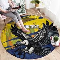 Ecuador Football Custom Round Carpet 2026 Vamos La Tri Blue South America Pattern - Wonder Print Shop