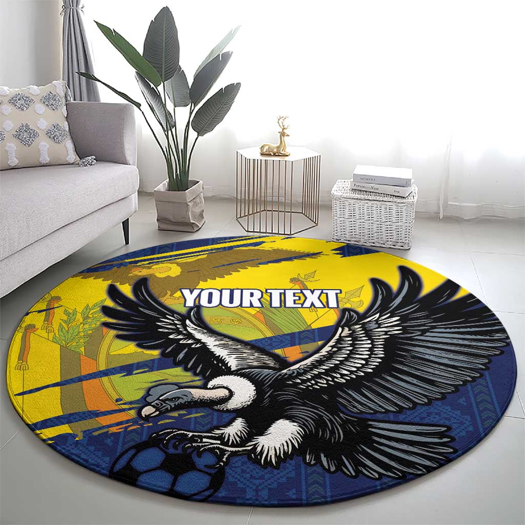 Ecuador Football Custom Round Carpet 2026 Vamos La Tri Blue South America Pattern - Wonder Print Shop