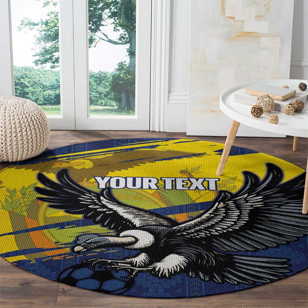 Ecuador Football Custom Round Carpet 2026 Vamos La Tri Blue South America Pattern - Wonder Print Shop