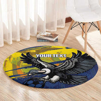 Ecuador Football Custom Round Carpet 2026 Vamos La Tri Blue South America Pattern - Wonder Print Shop