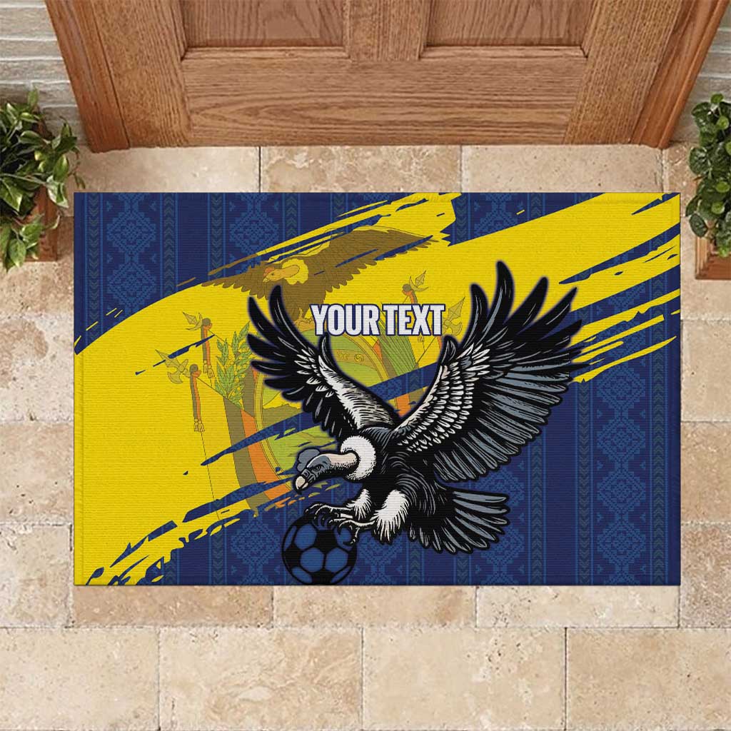 Ecuador Football Custom Rubber Doormat 2026 Vamos La Tri Blue South America Pattern - Wonder Print Shop