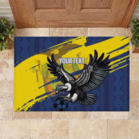 Ecuador Football Custom Rubber Doormat 2026 Vamos La Tri Blue South America Pattern - Wonder Print Shop
