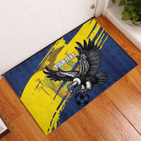 Ecuador Football Custom Rubber Doormat 2026 Vamos La Tri Blue South America Pattern - Wonder Print Shop