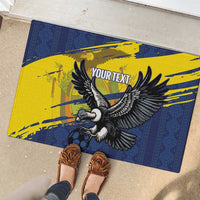 Ecuador Football Custom Rubber Doormat 2026 Vamos La Tri Blue South America Pattern - Wonder Print Shop