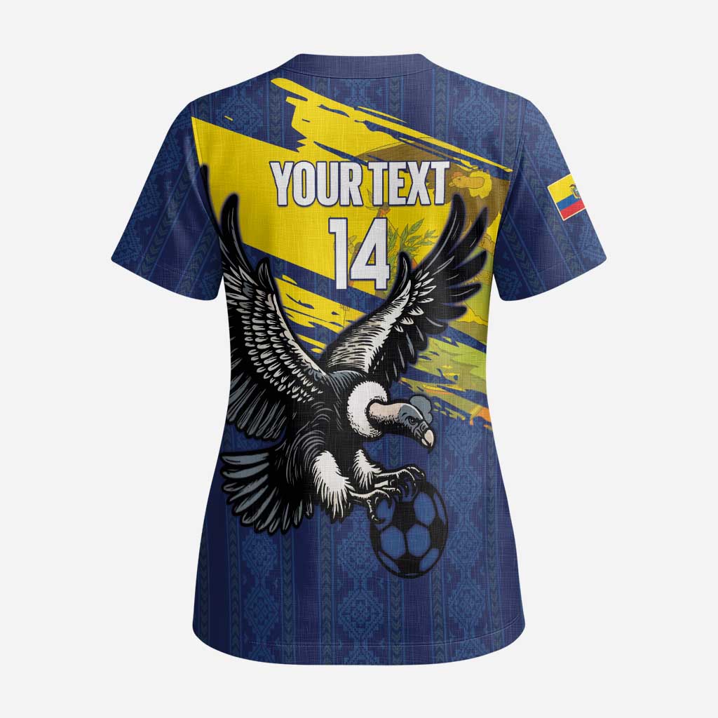 Ecuador Football Custom Scrub Top 2026 Vamos La Tri Blue South America Pattern - Wonder Print Shop
