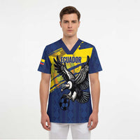 Ecuador Football Custom Scrub Top 2026 Vamos La Tri Blue South America Pattern - Wonder Print Shop