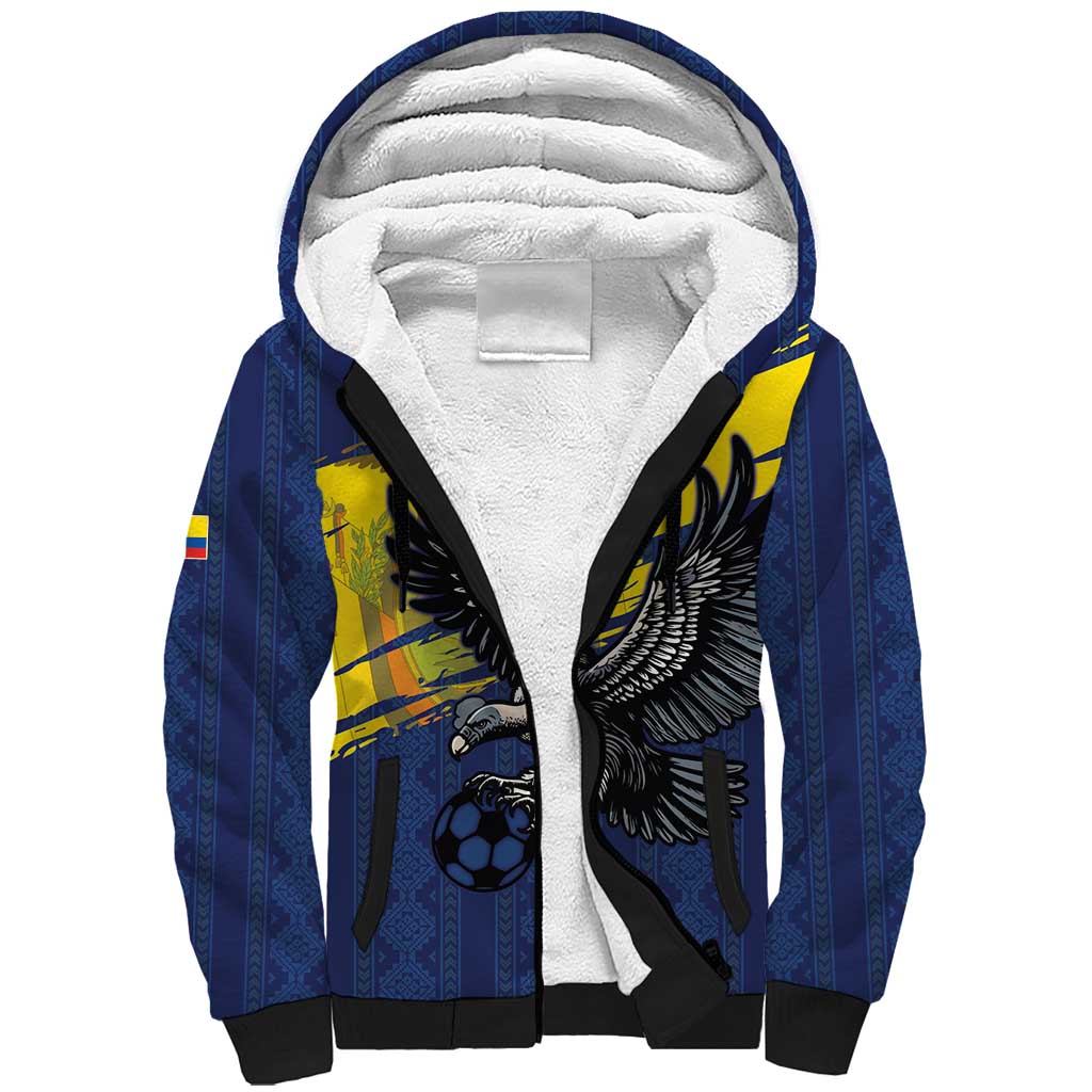 Ecuador Football Custom Sherpa Hoodie 2026 Vamos La Tri Blue South America Pattern - Wonder Print Shop