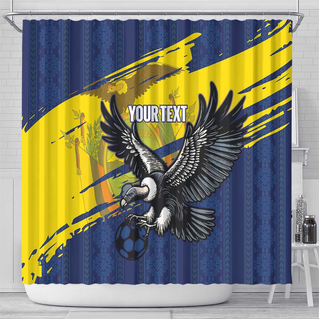 Ecuador Football Custom Shower Curtain 2026 Vamos La Tri Blue South America Pattern - Wonder Print Shop