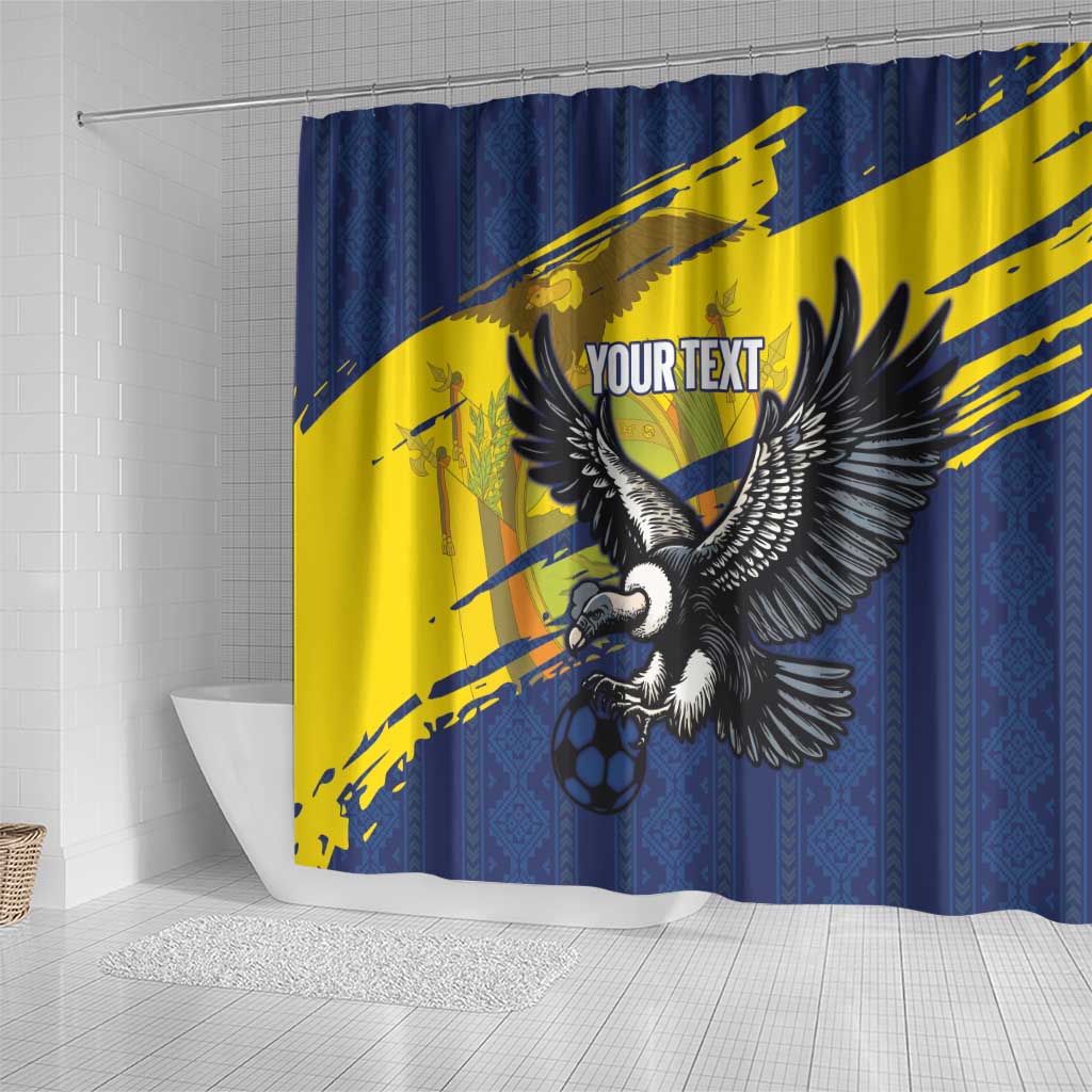 Ecuador Football Custom Shower Curtain 2026 Vamos La Tri Blue South America Pattern - Wonder Print Shop