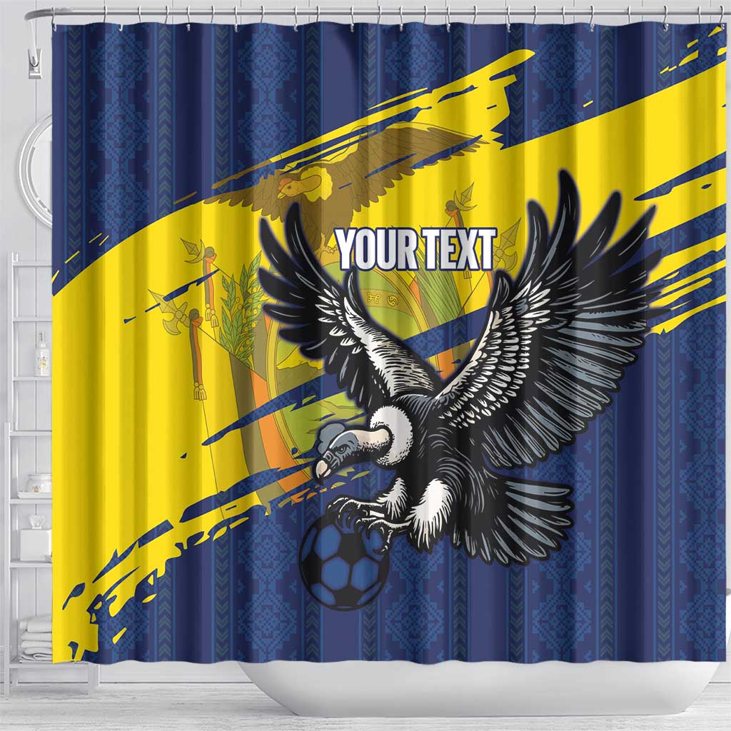 Ecuador Football Custom Shower Curtain 2026 Vamos La Tri Blue South America Pattern - Wonder Print Shop