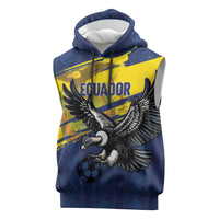 Ecuador Football Custom Sleeveless Hoodie 2026 Vamos La Tri Blue South America Pattern - Wonder Print Shop