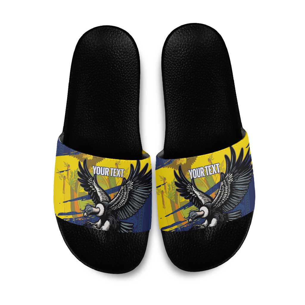 Ecuador Football Custom Slide Sandals 2026 Vamos La Tri Blue South America Pattern - Wonder Print Shop