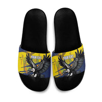 Ecuador Football Custom Slide Sandals 2026 Vamos La Tri Blue South America Pattern - Wonder Print Shop