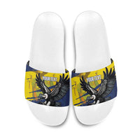 Ecuador Football Custom Slide Sandals 2026 Vamos La Tri Blue South America Pattern - Wonder Print Shop