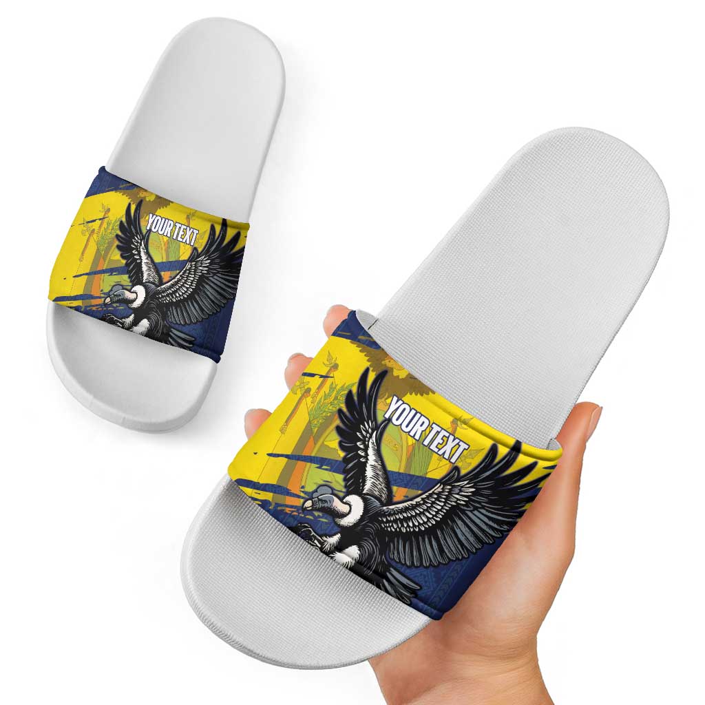 Ecuador Football Custom Slide Sandals 2026 Vamos La Tri Blue South America Pattern - Wonder Print Shop